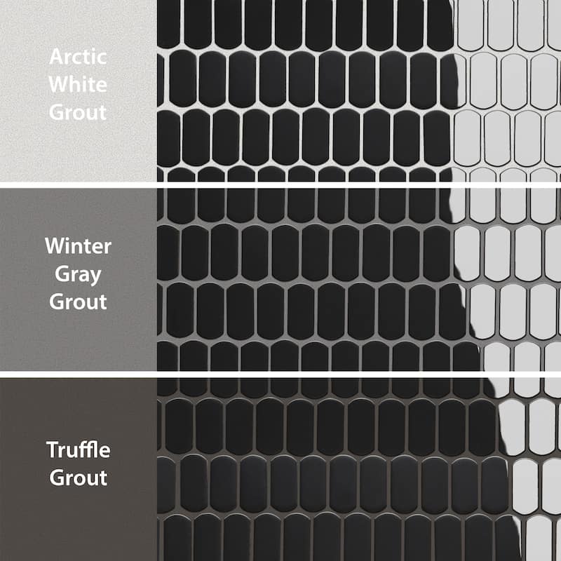 Merola Tile Hudson Capsule Glossy Black 12-1/4" x 13-1/8" Porcelain Mosaic Floor and Wall Tile