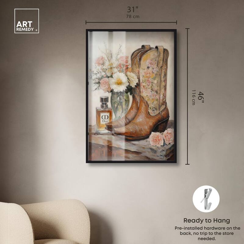 Delicate Floral Boots Shadowbox by Art Remedy