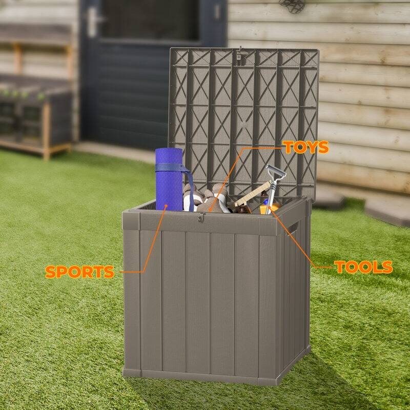 Outdoor Patio Storage Resin Lockable Deck Box - 50 Gallon Brown