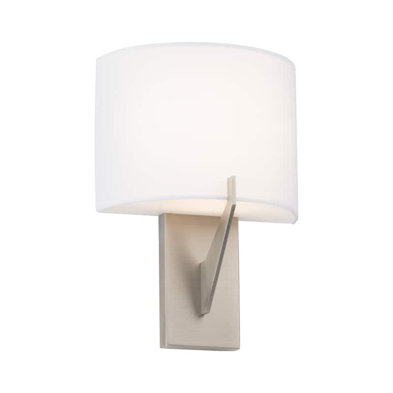Fitzgerald Fabric Wall Sconce 3-CCT 2700K-3000K-3500K - 8 inches - Brushed Nickel - 2700K