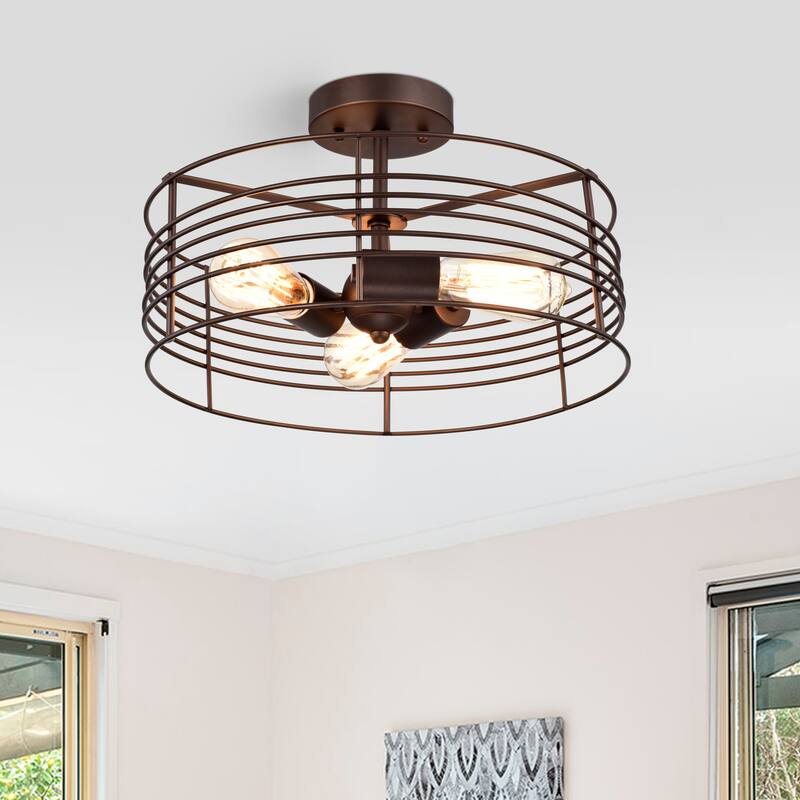 3-light Oil Rubbed Bronze Semi-Flush Mount
