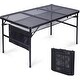 preview thumbnail 3 of 15, Folding Table Adjustable Height, Portable Camping Table with Mesh Bag Lightweight, Carry Handle for Outdoor, Beach, Picnic Black 23.6"D x 47.2"W x 24.2"H