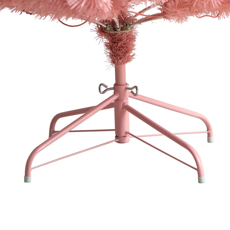 7ft. Holiday Pink Cashmere Artificial Christmas Tree with 300 LED Lights & 599 Branches - Playful Festive X-Mas Showpiece