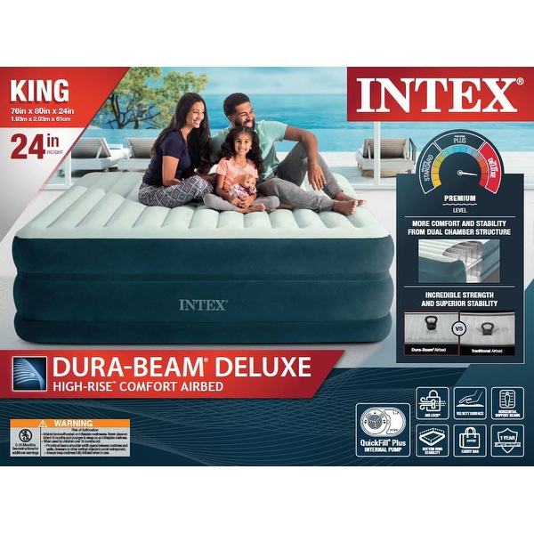 24 Dream Lux Pillow Top Dura Beam Airbed Mattress with Internal Pump King Bed Bath Beyond 38104404