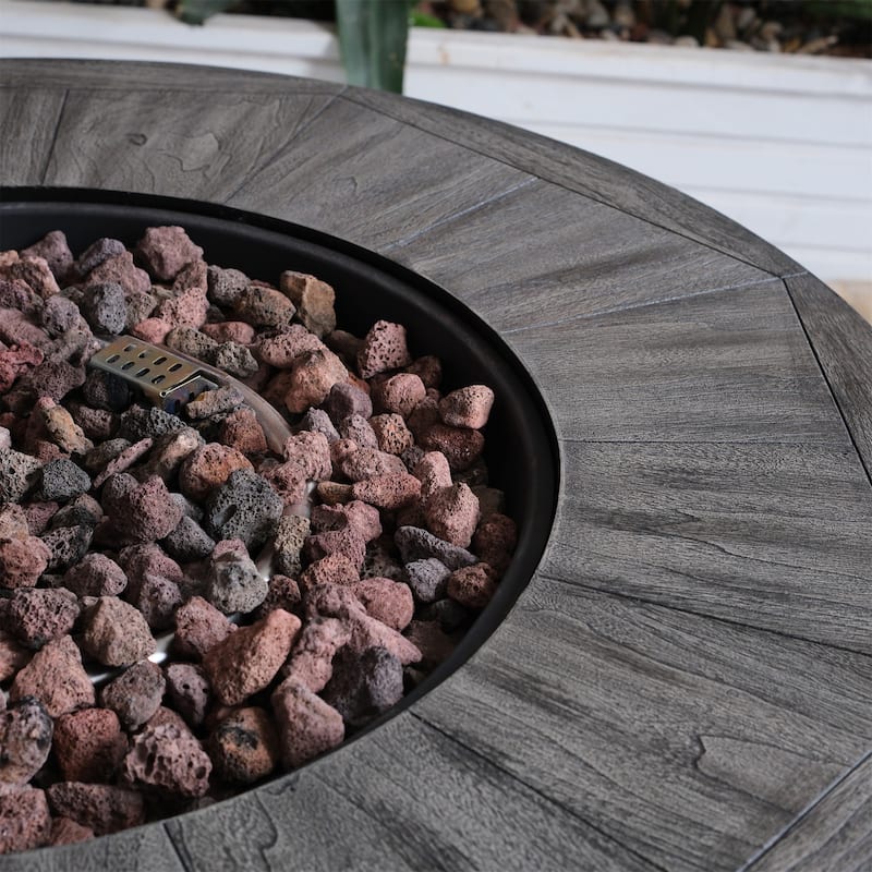 36 in. W x 36 in. D x 25 in. H Round Propane Gas Burning Outdoor Fire Pit in Wood