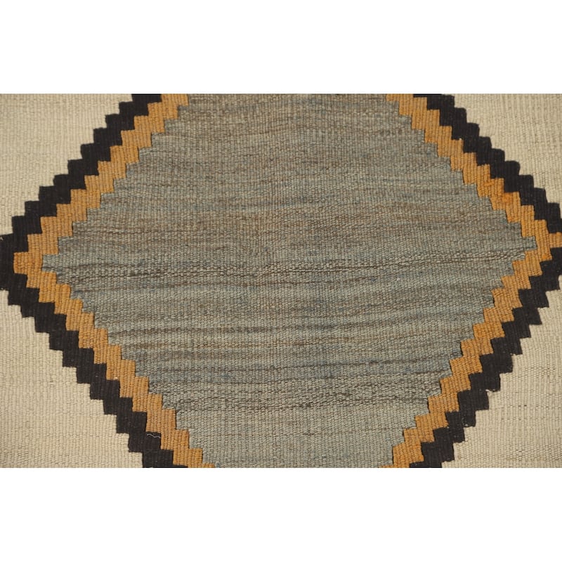 Kilim Qashqai Persian Vintage Rug Flatweave Geometric Wool Carpet - 5'0" x 7'10"