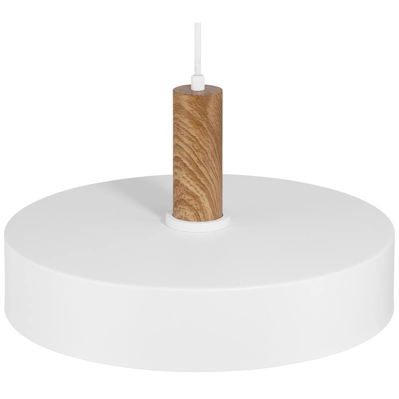 Access Lighting Slate 1 Light Pendant - White with Natural Wood Grain Finish