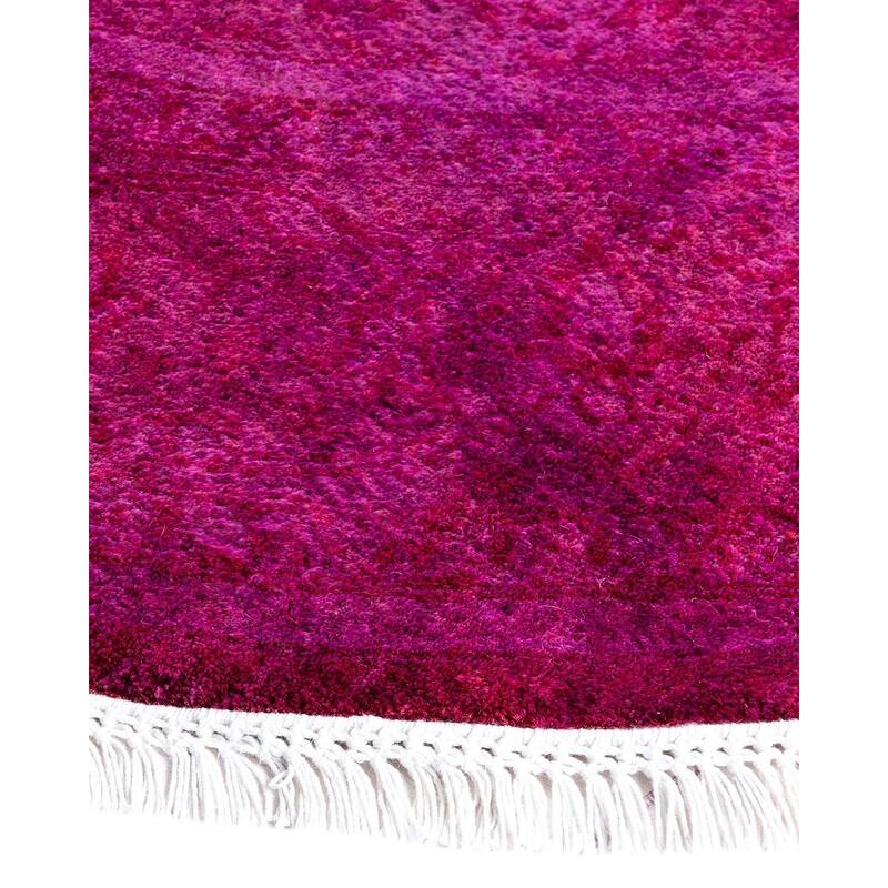 Contemporary Overdyed Wool Hand Knotted Round Area Rug - 6' 1" x 6' 1"