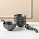 preview thumbnail 2 of 5, Stone Lain Valencia Bowls and Spoons Serving Set Porcelain, Metallic Grey