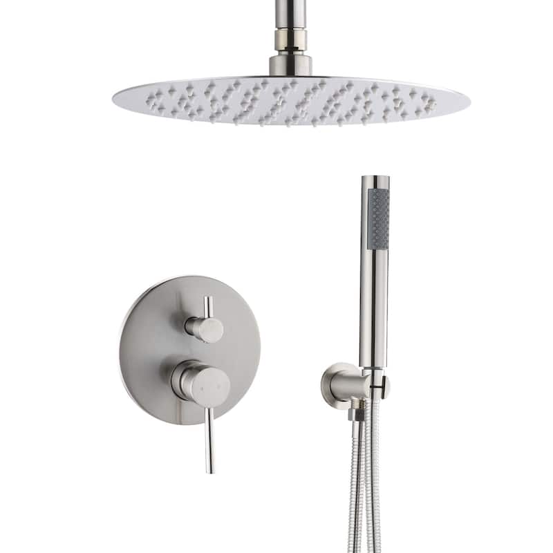 shower system Shower wall mounted with head and hand held shower head, brushed nickel finish - Brushed Nickel
