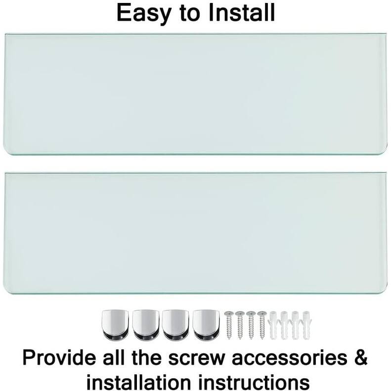 Floating Glass Shelves for Bathroom, Tempered Glass Shelf