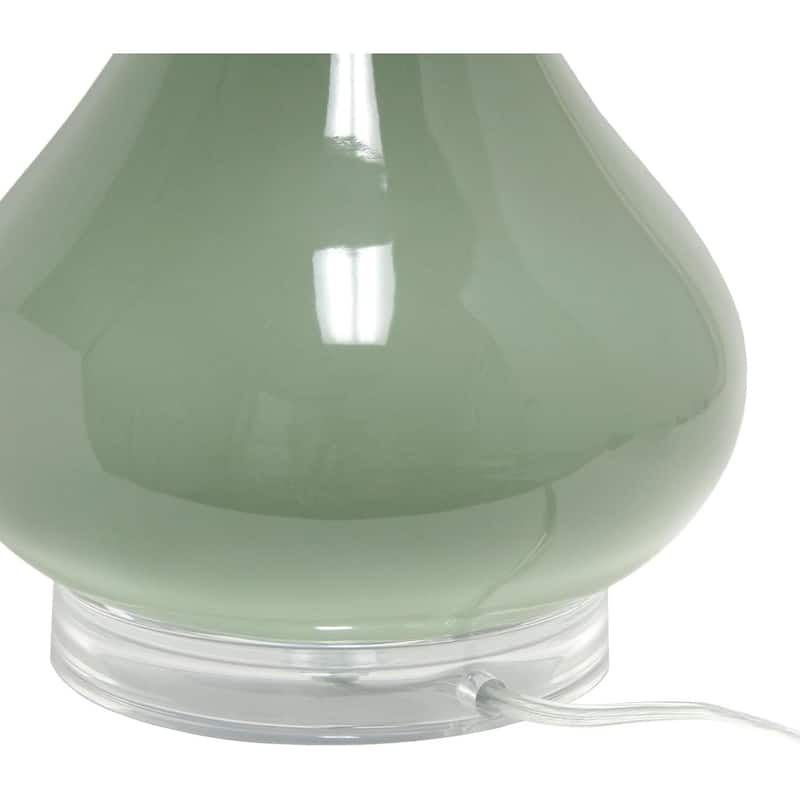 26.25 in. Sage Green Finish Table Lamp with White Shade, Sturdy Table Lamp for Living Rooms and Bedrooms