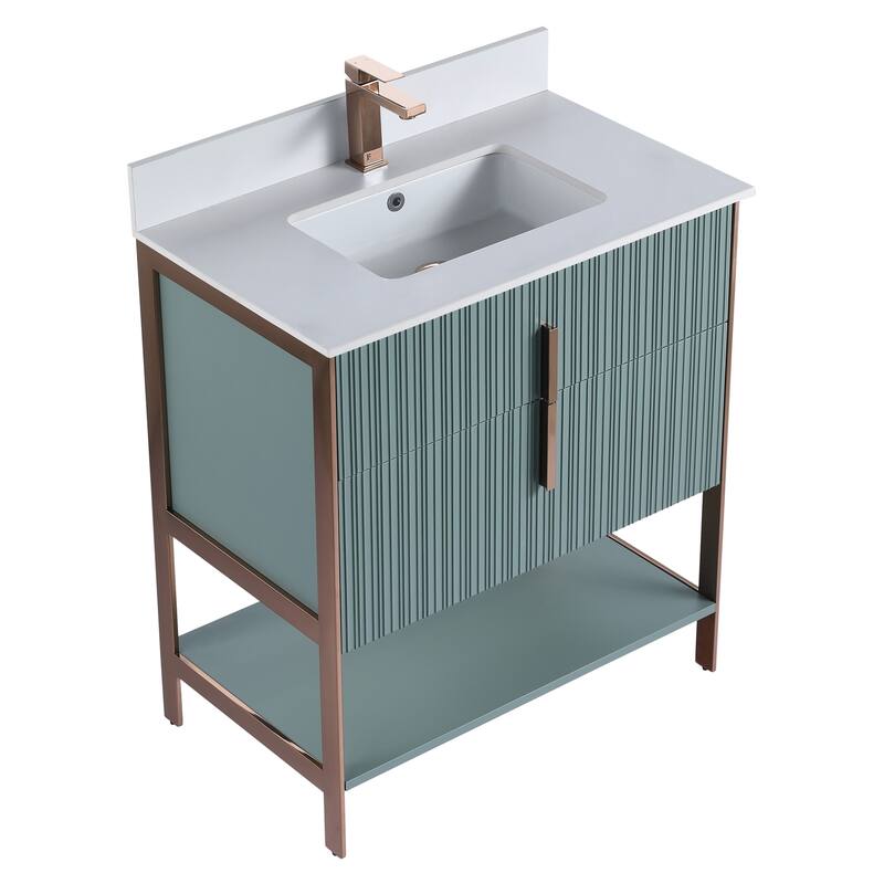 Fine Fixtures Serenity Modern Bathroom Vanity with White Stone Top