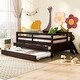 preview thumbnail 10 of 25, Full Solid Wood Loft Bed with Safety Fence, Ladder, Drawers, Trundle Espresso