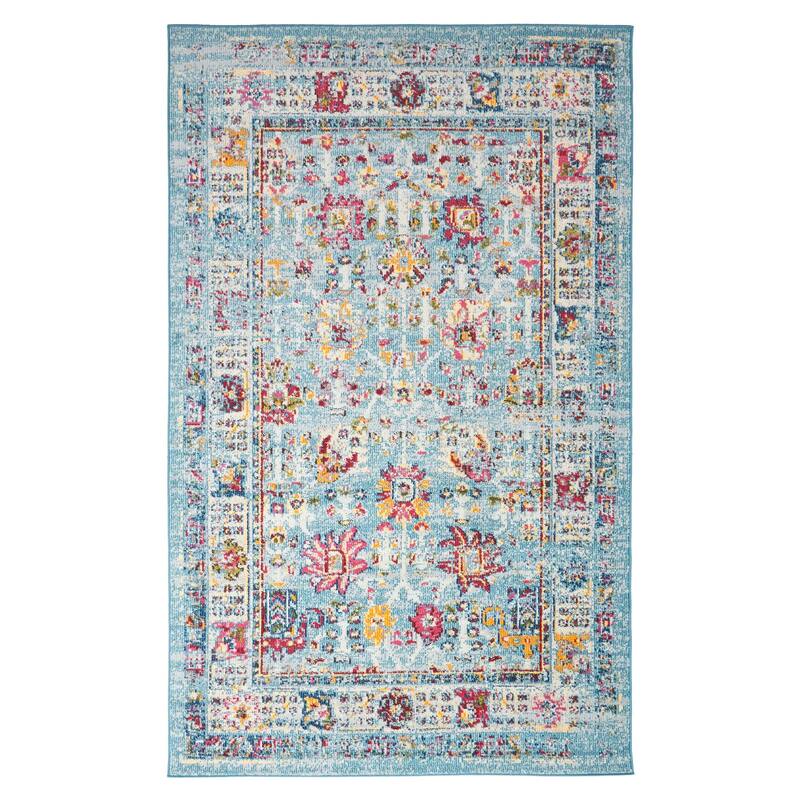 ECARPETGALLERY Machine Made Jasmine Blue Area Rug - Blue - 5'0 x 8'0