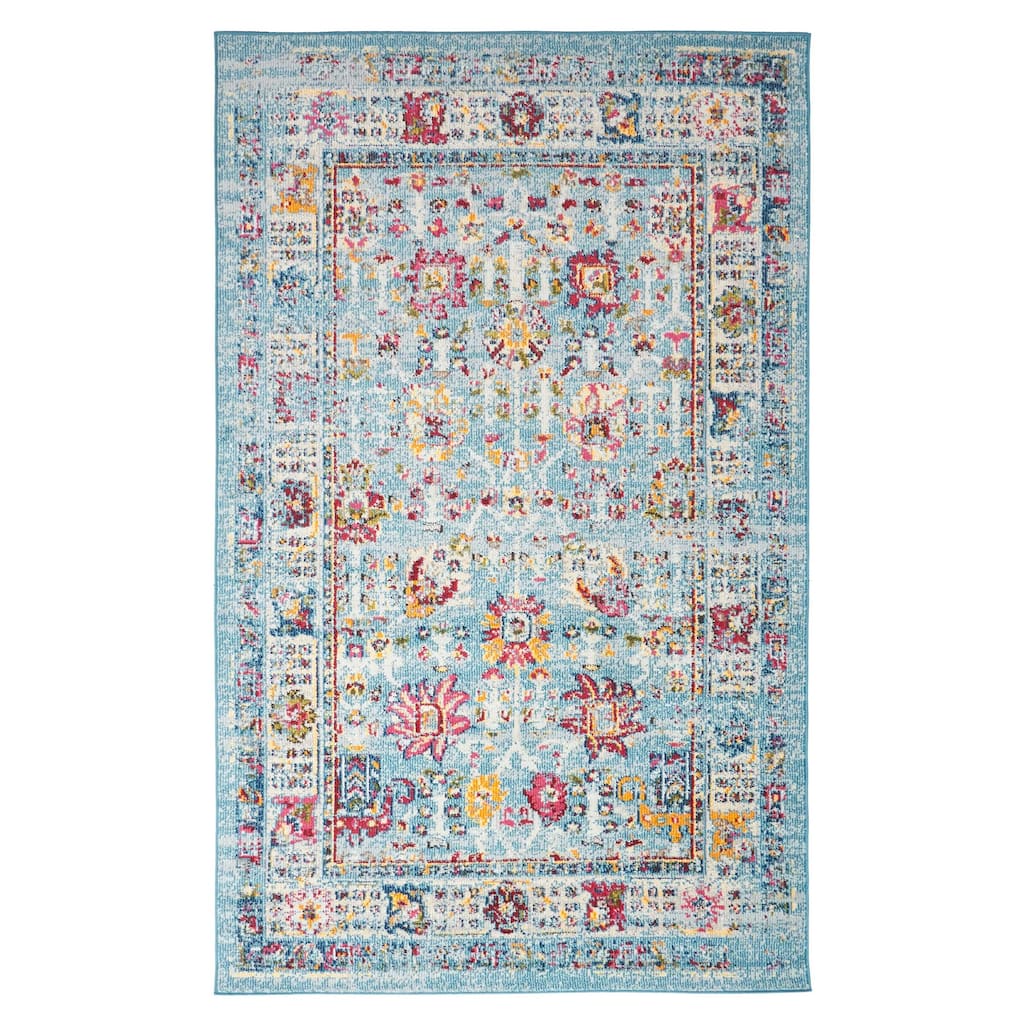ECARPETGALLERY Machine Made Jasmine Blue Area Rug