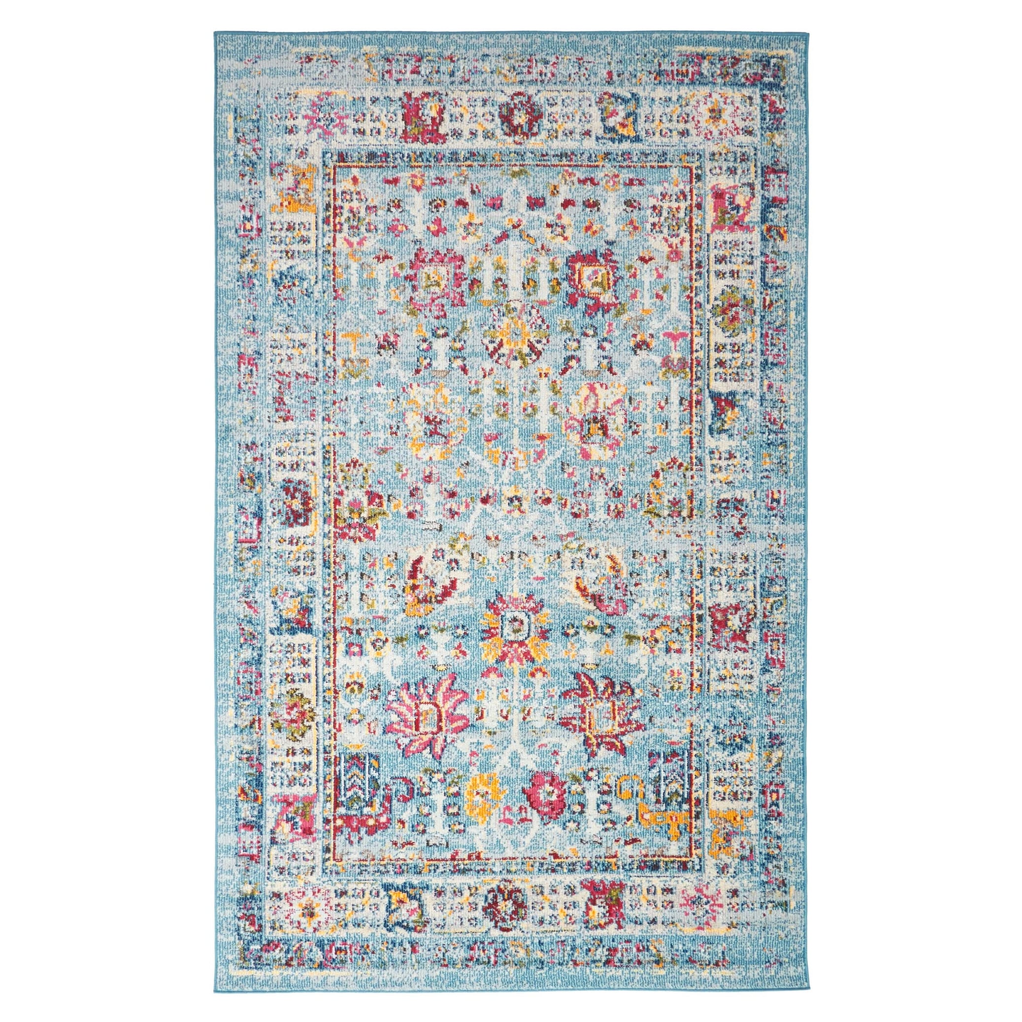 ECARPETGALLERY Machine Made Jasmine Blue Area Rug