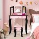 preview thumbnail 6 of 7, Pink MDF Vanity Set with Removable Tri-Folding Mirror and Leopard Print Perfect Gift for Kids - 24" x 11" x 38.5" (L × W × H)