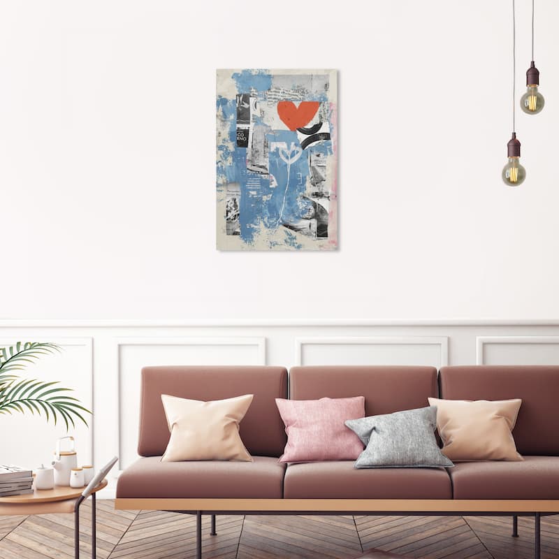 Wynwood Studio Canvas Abstract Love on the fly Blue Modern & Contemporary Wall Art Canvas Print - 20 x 30