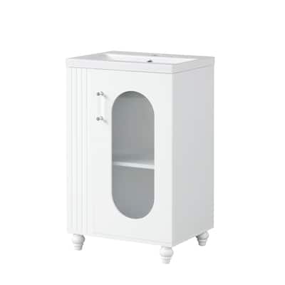 20" Bathroom Vanity with Sink, Bathroom Vanity Cabinet with Two-tier Shelf