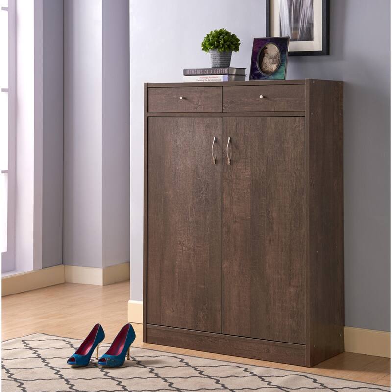 33 in.W 5-Tier Particle Board Shoe Cabinet with 2-Door and 2-Drawer