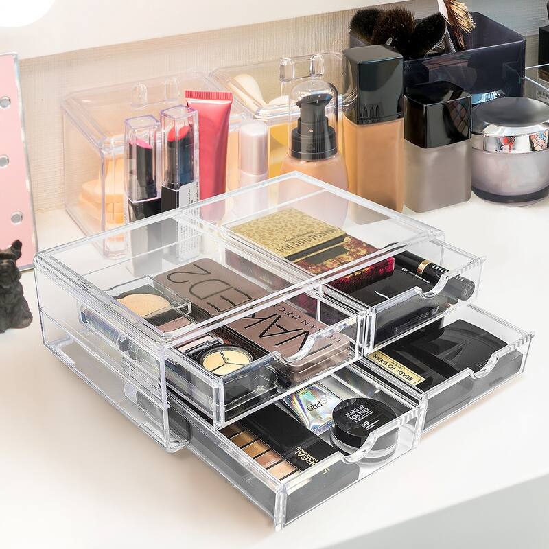 Sorbus Large Stackable Acrylic Drawers - Clear Storage Drawers for Organizing Make up, Nail Polish, Hair Accessories, and More