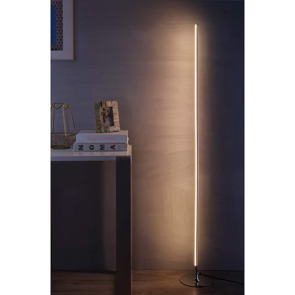 Cairo 59.5" LED Integrated Floor Lamp, Chrome by JONATHAN Y - 59.5" H x 8" W x 8" D