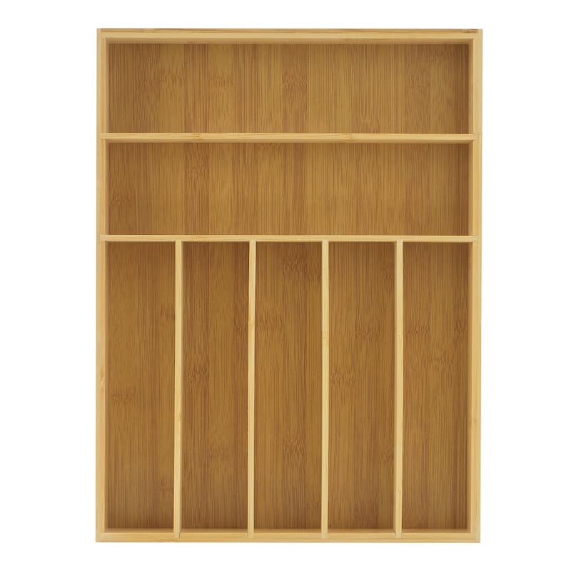 JoyJolt 7 Compartment Bamboo Drawer Organizer