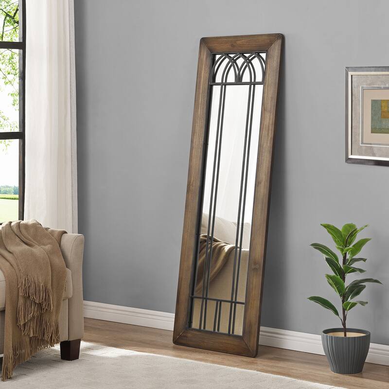 FirsTime & Co. Walnut Larisa Farmhouse Arch Full Length Standing Mirror, Wood - Brown