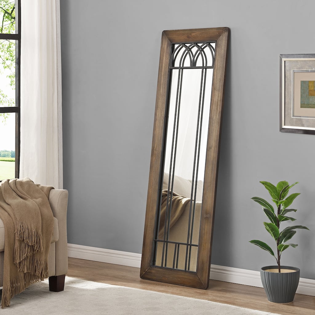 FirsTime & Co. Walnut Larisa Farmhouse Arch Full Length Standing Mirror, Wood