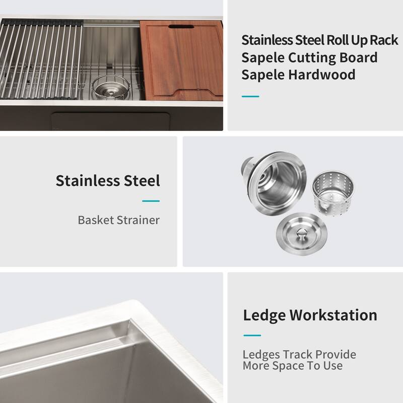 Undermount 16 Gauge Single Bowl Stainless Steel Kitchen Sink