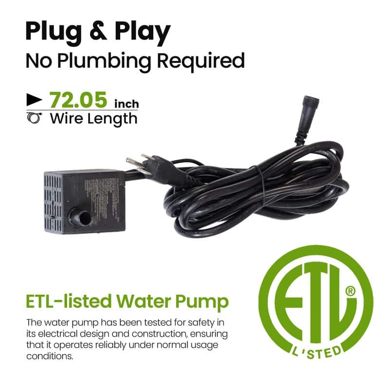 Driftwood and Rock Style Tiered Water Fountain with LED Lights Outdoor Garden Decor