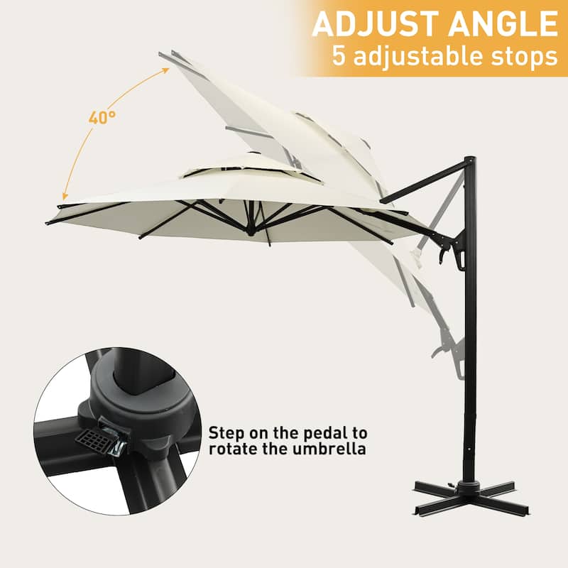 Autlaycil 10FT Cantilever Patio Umbrella with Base Included 360 Rotation Large Offset Hanging Outdoor Shade