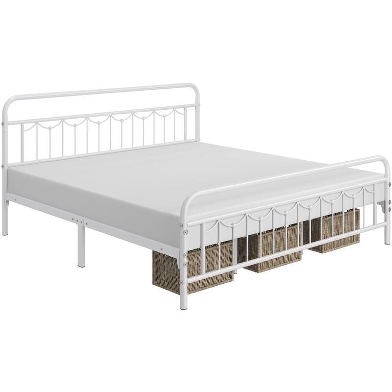 Yaheetech Metal Platform Bed Frame with Vintage Headboard and Footboard Metal Bed Base