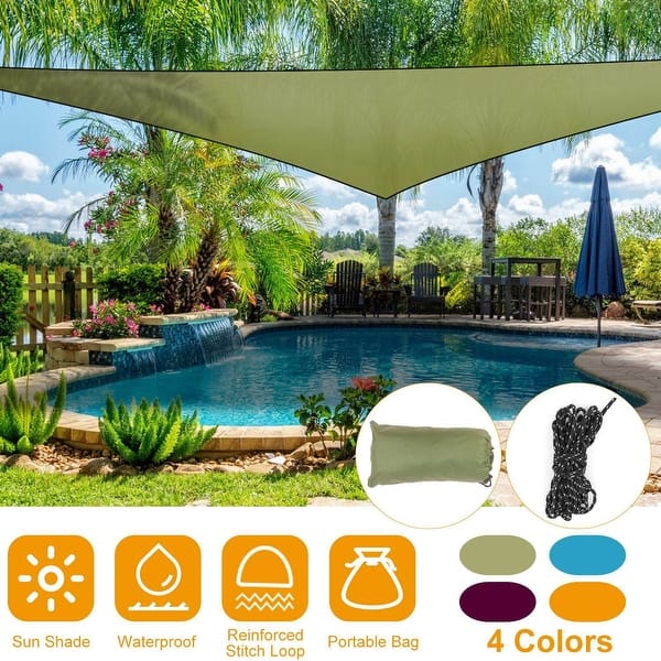slide 2 of 6, 9.84ft Sunshade Patio Cover Shade Canopy Camping Sail Awning Sail Sunscreen Shelter Triangle Cover