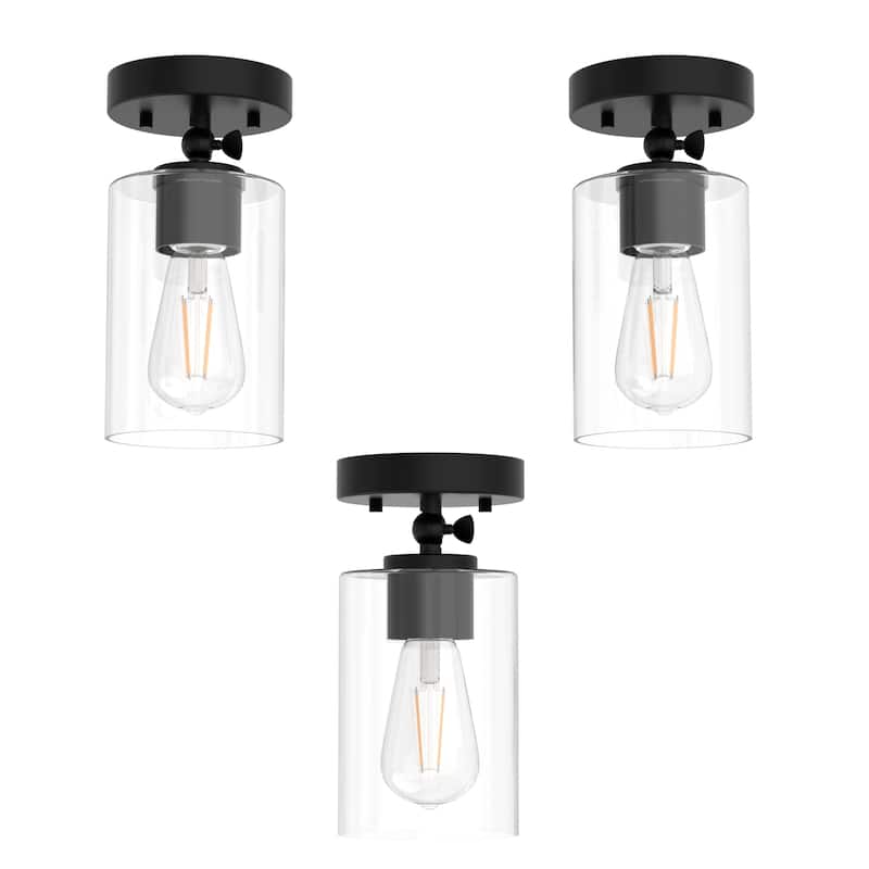 YANSUN 3-Pack Cylindrical Clear Glass Lamp Shades, 6.5in Lamp Shade for Wall Light, Ceiling Light, and Various Lighting Fixture