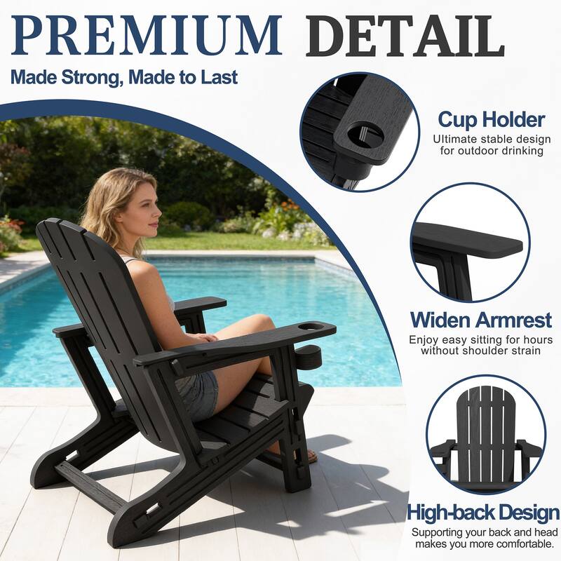 Outdoor All Weather Adirondack Chairs with Movable Footrests, Set of 5/3.