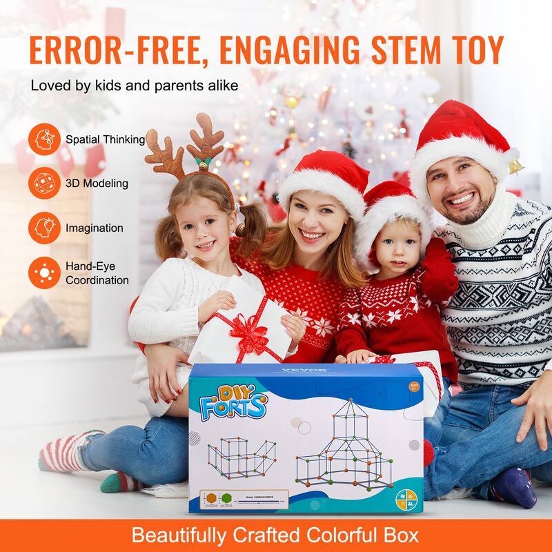 Fort Building Kit for Kids, Educational Gift for 4 5 6 7 8+ Year Old Boys & Girls, Indoor Outdoor Play Tent Construction Toys