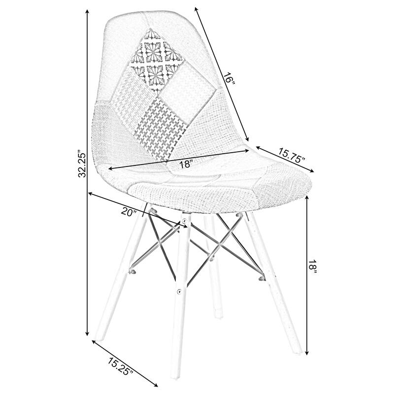 Patchwork Shell Dining Chair w/ Wooden Dowel Eiffel Legs