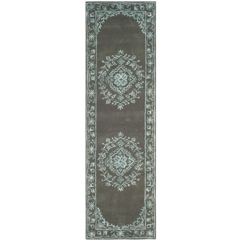 SAFAVIEH Handmade Glamour Gudmundina Modern Viscose Rug - 2'3" x 8' Runner - Dark Grey