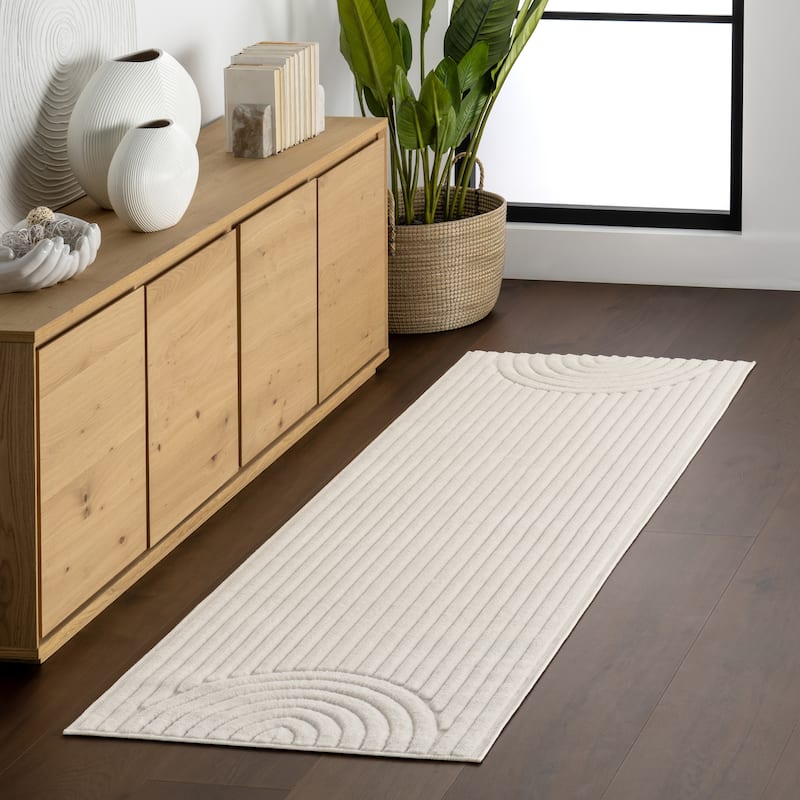 Nuloom Zia Geometric Indoor/Outdoor Rug - 2'6" x 8' Runner - Cream