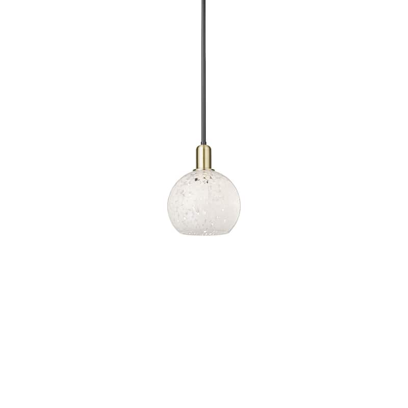 Innovations Lighting 716-1S-11-8 White Mouchette Pendant White - Black Antique Brass / White Mouchette