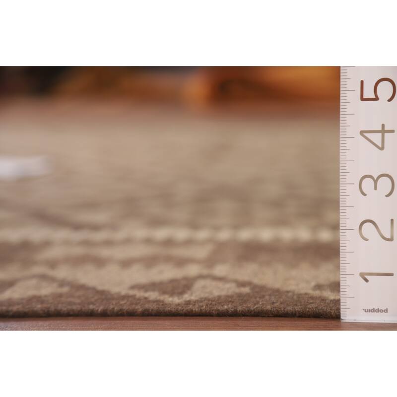 Hand Woven Oriental 100% Wool Carpet Southwestern Geometric Brown Kilim Area Rug - 9' 7'' X 6' 9''