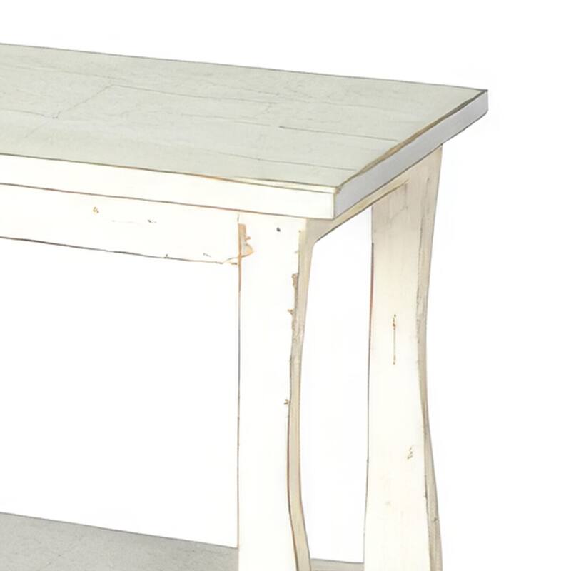 28 in. Distressed White Rectangle Wood End Table, Sturdy Build End Side Table for Living Rooms