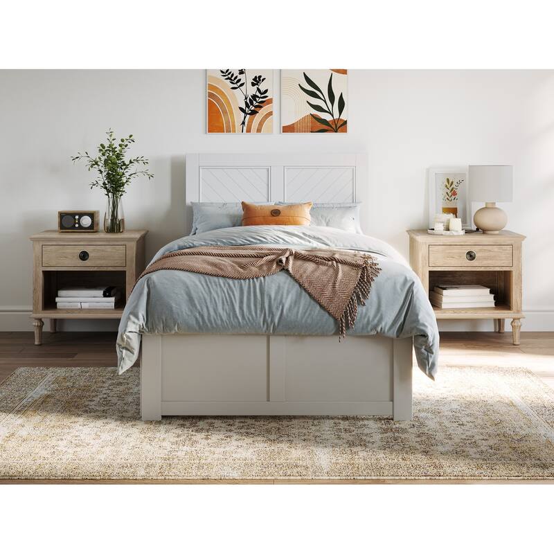 AFI Canyon Twin Platform Bed with Footboard & Storage Drawers in White