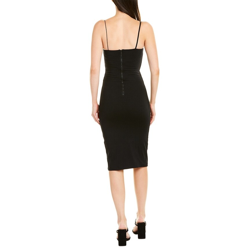 david lerner asymmetrical strap midi dress
