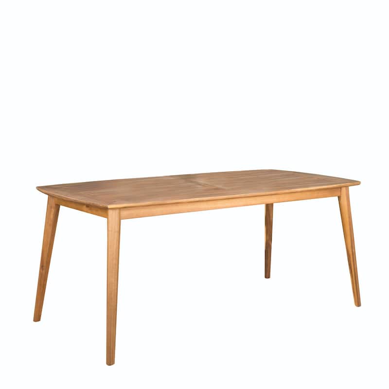 Christopher Knight Home - Teak Finish 7-Piece Outdoor Acacia Wood Dining Set with Slat Chairs
