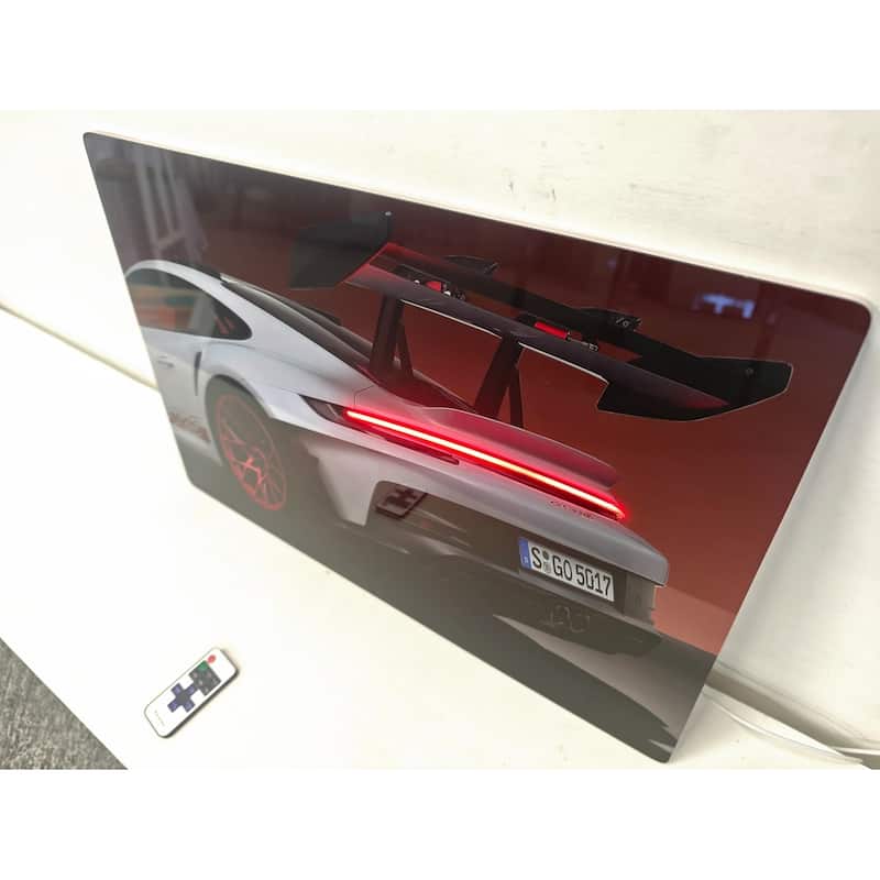 Sports Car LED Wall Art - Acrylic UV Printed Light Up Picture with Remote Control, Modern Illuminated Wall Decoration