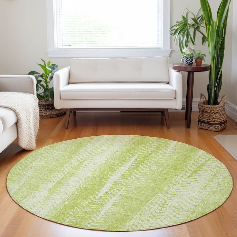 Machine Washable Indoor/ Outdoor Chantille Modern Imprints Rug - Aloe - 8' x 8'