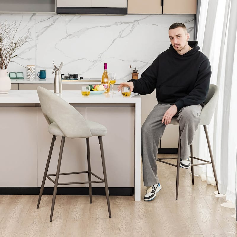 Glitzhome Set of 2 41"H Modern Tapered Leg Counter or High Bar Stools